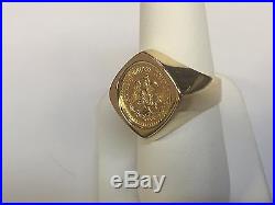 14K Yellow Gold 20 MM COIN RING with a 22K MEXICAN 2 1/2 PESOS Coin