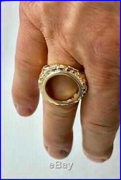 14K Yellow Gold 23.5 MM NUGGET COIN RING for a 2 1/2 DOLLAR GOLD COIN-Mount only