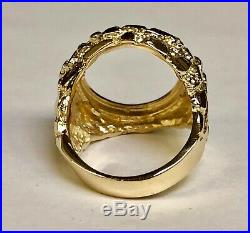 14K Yellow Gold 23.5 MM NUGGET COIN RING for a 2 1/2 DOLLAR GOLD COIN-Mount only