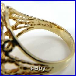 14K Yellow Gold Coin 1874 1 Dollar United States of America Band Ring Sz 8 LFD4