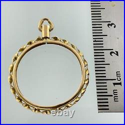 14K Yellow Gold Coin Holder Pendant Charm AU072