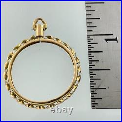 14K Yellow Gold Coin Holder Pendant Charm AU072