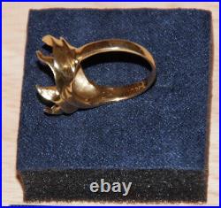 14K Yellow Gold Coin Setting Ring, 6.7g, Size 6.25, Suitable for 1/10 oz. Coin