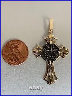 14K Yellow Gold Cross Pendant with copy of OTOCHA Coin