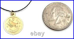 14K Yellow Gold Dainty Dual-Texture Taurus Coin Medallion Pendant Charm. 38g