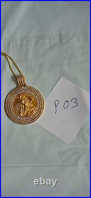 14K Yellow Gold Finish Coin Lady Liberty 1/2 Diamond Pendant 5 Ct