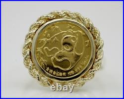 14K Yellow Gold Finish Without Stone20mm Coin Vintage 1985 China Panda 1/20 Oz