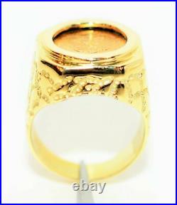 14K Yellow Gold Finish Without Stone Beauty Charm Coin Ring 925 Sterling Silver