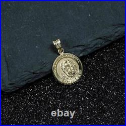 14K Yellow Gold Finish Yellow Beauty Round Disc Plate Beauty Charm Coin Pendant