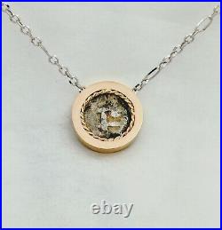 14K Yellow Gold Framed Sea Salvage Spanish Coin With 18 White Gold Chain