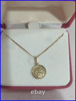 14K Yellow Gold Guardian Angel Coin Cherub Pendant 1.5 grams 15 Chain