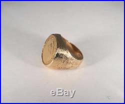 14K Yellow Gold Men's Coin Ring with 1882 3 Dollar Gold piece, Size 10