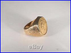 14K Yellow Gold Men's Coin Ring with 1882 3 Dollar Gold piece, Size 10
