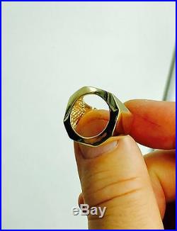 14K Yellow Gold Mens COIN RING for 1/10 OZ AMERICAN EAGLE COIN-Mounting only