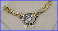 14K Yellow Gold Necklace Replica Alexander the Great Coin with. 50cttw