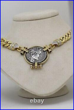 14K Yellow Gold Necklace Replica Alexander the Great Coin with. 50cttw
