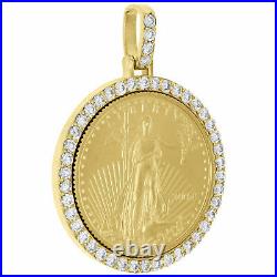 14K Yellow Gold Over American Eagle Liberty Coin Diamond Mounting Pendant 1.06CT