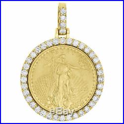 14K Yellow Gold Over American Eagle Liberty Coin Diamond Mounting Pendant 3 CT