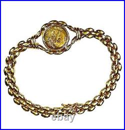 14K Yellow Gold Panda. 999 Gold Coin Link 7 Bracelet 15.6 Grams