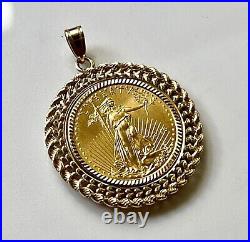 14K Yellow Gold Plated Without Stone Men's Lady Liberty Coin Pendant Free Chain