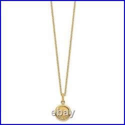 14K Yellow Gold Polished and Matte Coin Necklace 18 for Women 5.17g