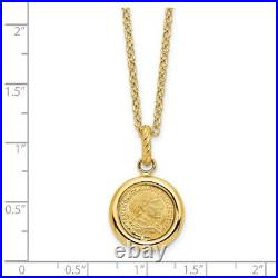 14K Yellow Gold Polished and Matte Coin Necklace 18 for Women 5.17g