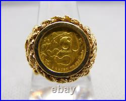 14K Yellow Gold Ring with 1/20th oz Gold Panda Coin Year 1985 Size 7.25 7.3g