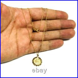 14K Yellow Gold Roman Coin Pendant Necklace, 18