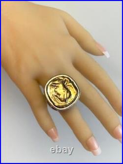 14K Yellow Gold/Sterling Silver Dian Malouf Roman Coin Statement Ring