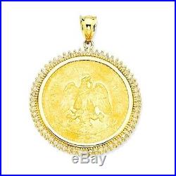 14K gold CZ Bezel for Mexican 50 Pesos Coin EJCM34902