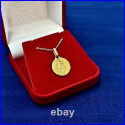 14 kt Yellow Gold Coin Pendant Prophet Religious Necklace and Chain Vintage