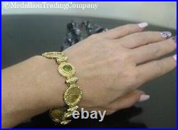 14k 22k Gold 2000 Liberty American Eagle $5 Coin Gemstone Cabochon Bracelet AE