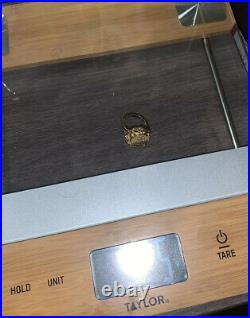 14k. 999 5 Yuan Coin Design Diamond Cut Signet Ring 7 20mm Wide 4g HC 925 Vtg
