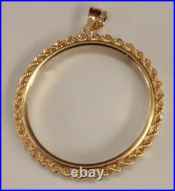 14k Gold Bezel For 50 Pesos Centenario Coin (rope Chain Style)