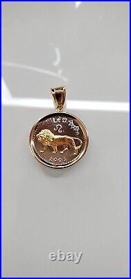 14k Gold Framed Leo Zodiac 2006 Coin Pendant