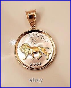 14k Gold Framed Leo Zodiac 2006 Coin Pendant