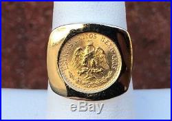 14k Gold Mexican Coin Ring 1945 Dos Pesos Size 6.5