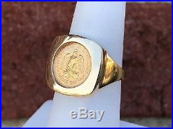 14k Gold Mexican Coin Ring 1945 Dos Pesos Size 6.5