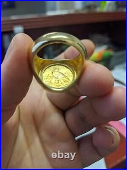 14k Gold Ring With Rare $2.5 1909 Gold Indian head Coin. Heavy 18.3 grams