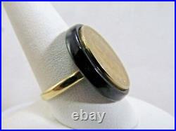 14k Gold and Onyx Italiana Coin Ring Size 10 SAVE $250 R341