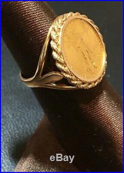 14k Men's Gold Coin Ring size 6.5