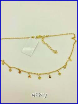 14k Solid Yellow Gold Choker Necklace, Tiny Coin Drop Choker