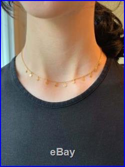 14k Solid Yellow Gold Choker Necklace, Tiny Coin Drop Choker