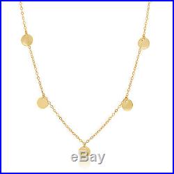 14k Solid Yellow Gold Coin Necklace / Disc Necklace. 15 Inches. Adjustable