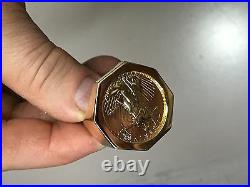 14k Solid Yellow Gold Hexagon Men's Ring for 1/2 OZ US American coin-Mount Only