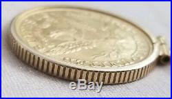 14k YELLOW GOLD 1882 UNITED STATES LIBERTY FIVE DOLLAR COIN BEZEL PENDANT