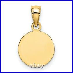 14k Yellow Gold 10mm Engraved Angel Coin Pendant Charm Necklace Religious Fine