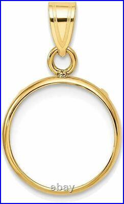 14k Yellow Gold 13mm Polished Prong Coin Bezel Pendant