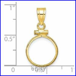 14k Yellow Gold 13mm Polished Screw Top Coin Bezel Pendant 2 Pesos, US$ 1 Type