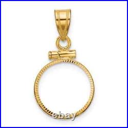 14k Yellow Gold 14mm Polished Screw Top Coin Bezel Pendant